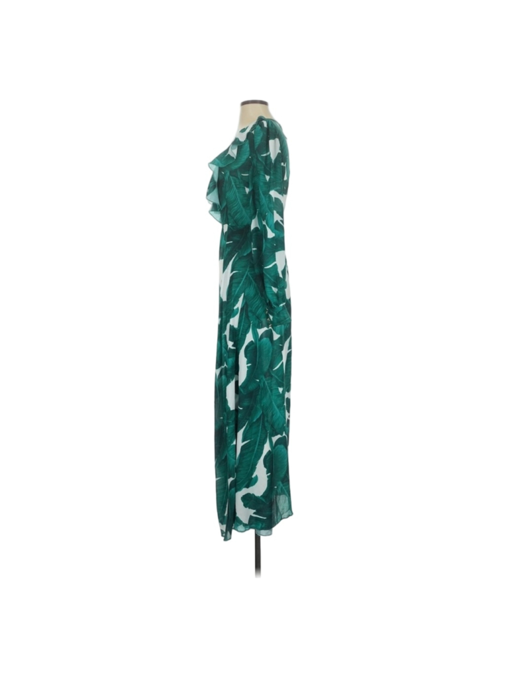 Miss Ord Elegant Green Leaf Print Maxi Dress - Picture 4 of 7